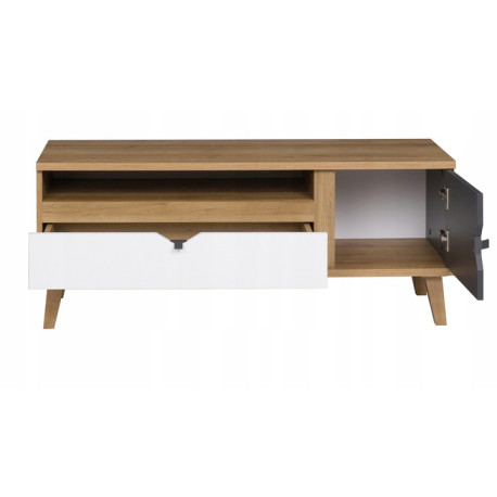 RTV CASTRO 120x48x40 - DĄB ZŁOTY / BIAŁY MAT / GRAFIT