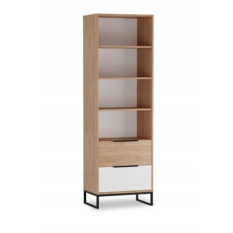 Regał 2SZ VESS 60x190x40 - DĄB HIKORA / BIAŁY MAT